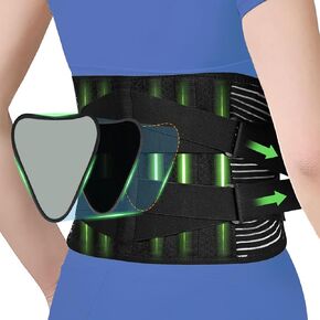 Back Brace Support Belt For Men & Women, Lumbar Support Belt Relief for Upper and Lower Back Pain , Sedentariness ,Sciatica，Scoliosis and Herniated Disc -Adjustable Breathable Back Brace Suitable For Home, Fitness, Driving, Work,Travel-Black(Large)