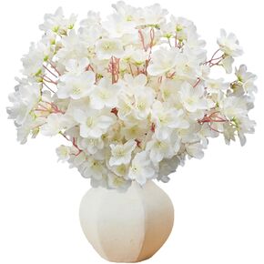 12 Pcs Artificial Cherry Blossom Flower,Silk Peach Fake Flowers for Decoration DIY Garden Wedding Party Home Decor (Pink, 12 Bundles)