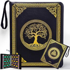 Card Binder 9-Pocket - 900 Pockets MTG Card Binder Gold Foil with 50 Removable Sleeves for Standard Size Cards - Magic Card Binder - TCG Binder - Gift for Boys and Girls