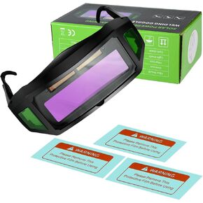 Auto Darkening Welding Goggles 2 Arc Sensors Safety Goggles Shade 11 Solar True Color Welding Glasses Anti-Glare UV Protection Goggles Welder Mask