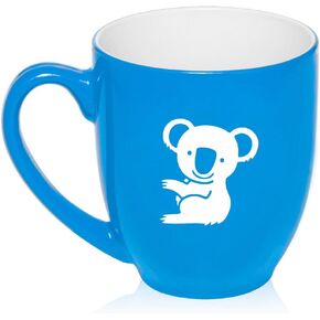 16 oz Large Bistro Mug Ceramic Coffee Tea Glass Cup Koala Bear (Purple)