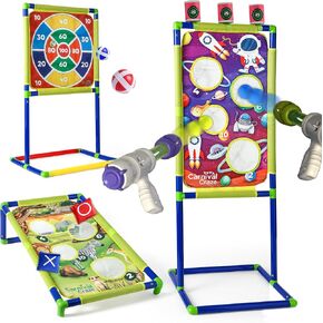 Carnival Games for Kids - Yard Games Include: Ring Toss, Beanbag, Ball Shooting Target Game, Ladder Toss, Darts Board, Tic Tac Toe, Birthday Party Activities, Portable Backyard Outdoor Games for Kids in Saudi Arabia