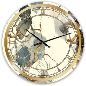 DesignQ 'White Onyx Natural White Marble' Glam Wall Clock for Home Bedroom Bathroom Office Living Room Decoration