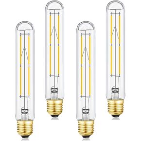 T10 LED Bulb 8W Equal E26 LED Bulb 75 Watt dimmable Warm White 2700K E26 Edison Bulb AC120V 800lm Tubular Light Bulb T9 for Rustic Pendant,Island,Chandeliers,Wall sconces Pack of 4