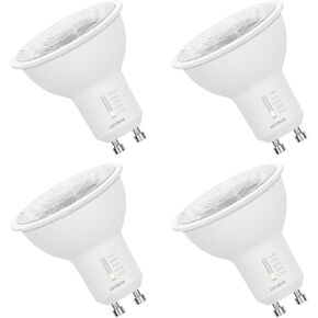 LUXRITE GU10 LED Bulbs Dimmable, 50W Halogen Equivalent, 5 Color Selectable 2700K-5000K, 6.5 Watt, 500 Lumens, 120V Spotlight LED Bulb GU10, Enclosed Fixture Rated (4 Pack)