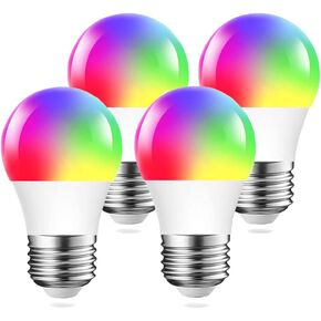 DOGAIN Smart Light Bulbs E26 Base A15 LED RGB Dimmable Color Changing Light Bulb Compatible with Alexa Google Home WiFi Multicolor Lights 6W (40W Equivalent) 500LM (Only 2.4GHz) 4 Pack