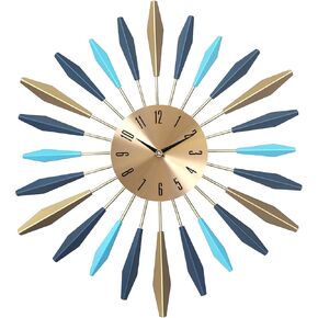 22 Inch Large Wall Clock Starburst Clock Mid Century Silent Non-Ticking Clocks for Living RoomModern Home Decorations for Living Room,Bedroom,Dining Room,Office