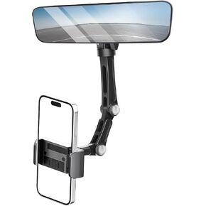 Rearview Mirror Phone Holder for Car, Rear View Mirror Phone Holder, Rotatable and Retractable Car Phone Holder Mount, Car Truck Essentials Accessories Compatible with All Cell Phones