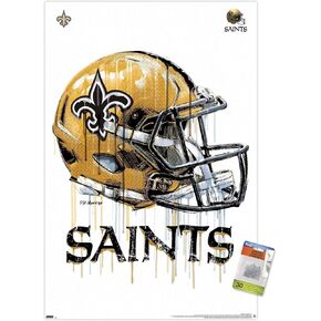 Trends International NFL New Orleans Saints - Drip Helmet 20 Wall Poster, 22.37" x 34.00", Poster & Push Pin Bundle