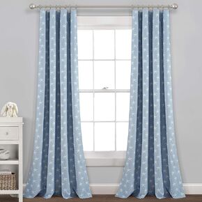 Lush Decor Baby Seaside Starfish Blackout Window Curtain Single Panel, Blue 84" x 52"