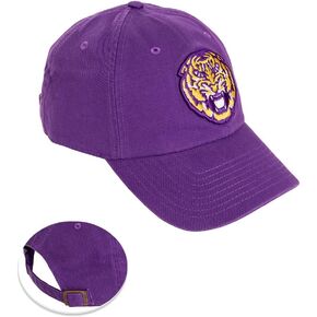Desert Cactus Louisiana State University Baseball Hat LSU Tigers Geaux Brimmed Embroirderd Hats Cap Adjustable Cloth Strap Adult (Style C1) Purple