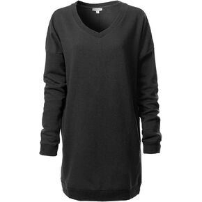 MixMatchy Women's Casual Loose Fit V-Neck Fleece Pullover Sweatshirts Long Sleeve Tunic Fall Winter Outfits