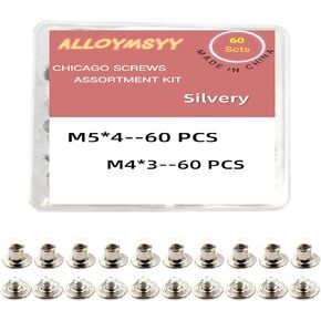 ALLOYMSYY 160Sets Chicago Screws with Hole Puncher and Screwdriver Leather Rivet Assorted，10 Sizes of Screw Rivets Chicago Screws for Decorate and Repair Leather Craft Belt Bag Shoes Purse Bookbinding