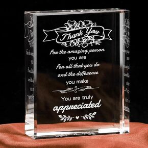 Thank You Appreciation Gifts for Women, Christmas Gratitude Gifts for Coworker, Crystal Plaque Thank You Gifts Signs Office Staff, Appreciation Gifts for Pastor/Mentor/Teacher