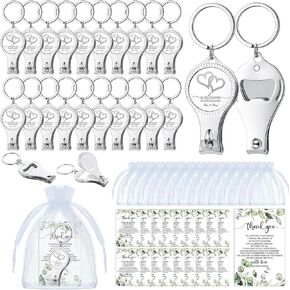50 Sets Wedding Heart Shaped Multi-Functional Bottle Opener Nail Clippers with Wedding Thank You Cards, Guest's Favorite Wedding Items, Suitable for Wedding Favors, Party Favors, Souvenirs