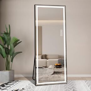 LAIYA Led Mirror Full Length 65"X21" Full Body Mirror Standing Wall Mounted Mirrors for Bedroom,Living Room,Hotel 3 Colors Lighting