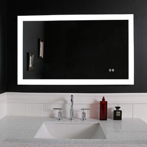 LED Bathroom Mirror, Wall Mounted Vanity Mirror with Defogger and Dimmable Touch Switch, 6500K High Lumen LED Vanity Mirror, Vertical & Horizontal Installation (LINA 40"x24")