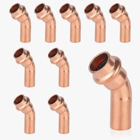 (Pack of 10) EFIELD 1/2" x 1/2" Copper Press Fit 45 Degree Street Elbow Fittings For Copper Tube Connection (1/2-inch)