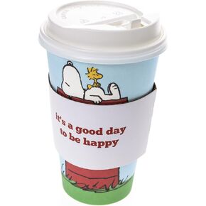 Graphique Disposable Travel Cups | Snoopy Doghouse Design | Set of 12 | Includes Cups, Lids, & Sleeves | Hot Coffee, Chocolate, Tea | Cold Beverages | Drinks to Go | 16 oz in Saudi Arabia