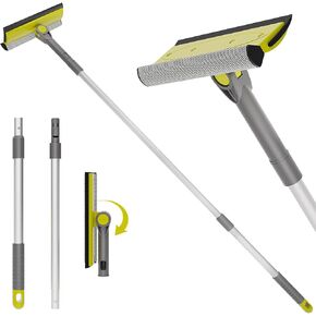 Window Squeegee for Home, 2-in-1 Window Cleaner Tool with Multiple Angles, Squeegee for Window Cleaning Kit, Window Washing Kit with Extension Pole(30-42'') - 2 Head