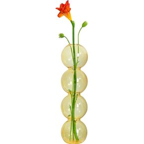 WAYUTO Clear Glass Bubble Vase Hydroponic Plants Vases Container Cute Floral Dry Flower Bud Vase Modern Minimalist Home Decor Ornament for Living Room Wedding Centerpieces Table Blue 8.6in