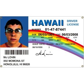 McLovin ID Flag Fake Driver License Flag 3x5 Feet Banner with Four Brass Grommets for College Dorm Room Decor,Parties,Gift,Tailgates