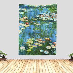 Chitteri Oscar-Claude Monet Poplars Poppy fields Hanging Tapestry 60" x 45" Polyester Wall Art for Home Decoration