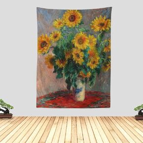 Chitteri Oscar-Claude Monet Poplars Poppy Fields نسيج معلق 60 بوصة × 45 بوصة بوليستر جدار الفن للديكور المنزل
