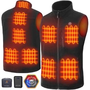 Fleece Heated Vest for Men with 16000mAh 7.4V Battery, Ergonomics Heating System, 9 Heating Zones Men's Heated Vest