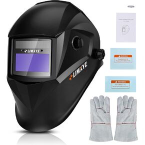 Welding Helmet Auto Darkening,Welding Hood Solar Powered 3.66 * 1.69",Mask With 2 Arc Sensors,Wide Shade 4/9-13 Suitable for TIG, MIG, MAG With Welding gloves （M-001）