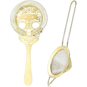 Cocktail Strainer Set Stainless Steel Bar Strainer,Hawthorne Strainer and Fine Mesh Strainer,Gold Drink Strainer Set for Bar Home Kitchen in Saudi Arabia