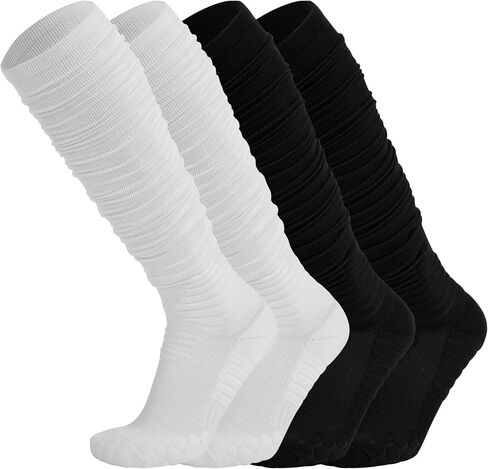 Hotfiary Scrunch Socks كرة القدم 2 أزواج اضافية طويلة مبطن رجالي شباب بنين جوارب لكرة القدم فريق رياضي جوارب البيسبول الرياضية in Kuwait