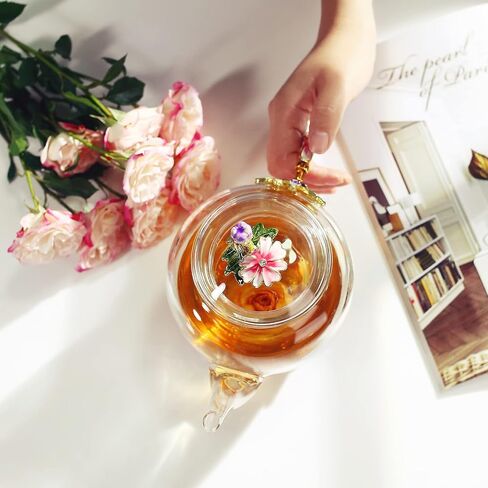 Luka Tech 35OZ Enamel Glass Flower Teapot With Removable Loose Tea Leaf Infuser Tea Maker,Gifts For Women,Mom,Mothers Day,Christmas,Birthday,Valentines Day in Saudi Arabia
