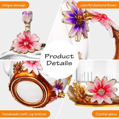 Luka Tech 35OZ Enamel Glass Flower Teapot With Removable Loose Tea Leaf Infuser Tea Maker,Gifts For Women,Mom,Mothers Day,Christmas,Birthday,Valentines Day in Saudi Arabia