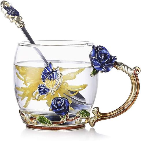 Luka Tech 35OZ Enamel Glass Flower Teapot With Removable Loose Tea Leaf Infuser Tea Maker,Gifts For Women,Mom,Mothers Day,Christmas,Birthday,Valentines Day in Saudi Arabia