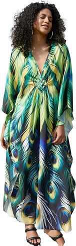 Wave Neck Swimsuit Cover Up Caftan Dress - Plus Size, Oversized, Long Beach Dress in Kuwait
