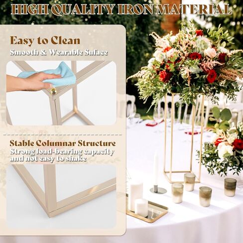 Column Vase,10PCS Metal Vase Column Stand,Wedding Centerpieces for Table,24in Tall Gold Metal Flower Stand for Wedding Event Party Props Home Decor T-Stage Reception Party in Saudi Arabia