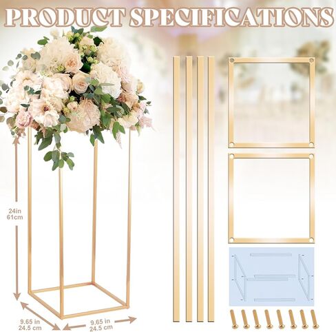 Column Vase,10PCS Metal Vase Column Stand,Wedding Centerpieces for Table,24in Tall Gold Metal Flower Stand for Wedding Event Party Props Home Decor T-Stage Reception Party in Saudi Arabia