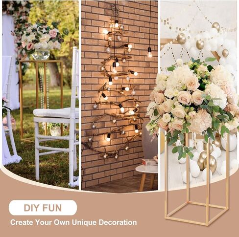 Column Vase,10PCS Metal Vase Column Stand,Wedding Centerpieces for Table,24in Tall Gold Metal Flower Stand for Wedding Event Party Props Home Decor T-Stage Reception Party in Saudi Arabia