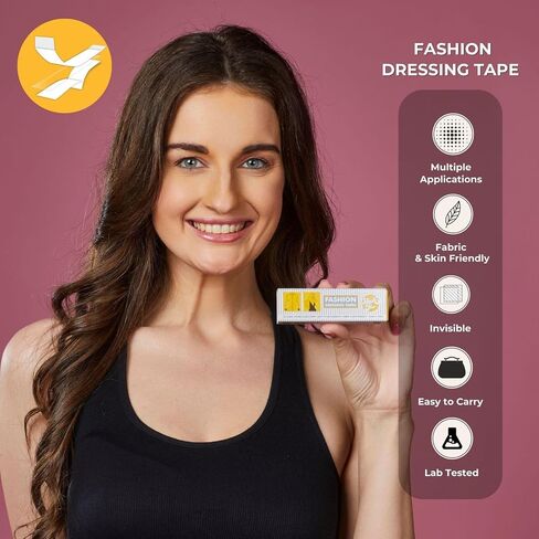 Fashion Dressing Tape (Pack of 18) Invisible Double-Sided Body Tape (Fabric and Skin Friendly) Strong Adhesive for All Day use | Transparent, Clear in Saudi Arabia