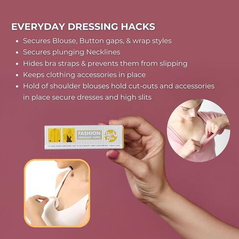Fashion Dressing Tape (Pack of 18) Invisible Double-Sided Body Tape (Fabric and Skin Friendly) Strong Adhesive for All Day use | Transparent, Clear in Saudi Arabia