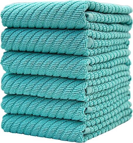 مناشف مطبخ فاخرة (16 بوصة × 25 بوصة، 6 عبوات) | فوط مطبخ قطنية كبيرة | مناشف الأطباق | تصميم نسج قطري | مجموعة مناشف شاي عالية الامتصاص بوزن 445 جرامًا لكل متر مربع مع حلقة تعليق | أحمر in Kuwait