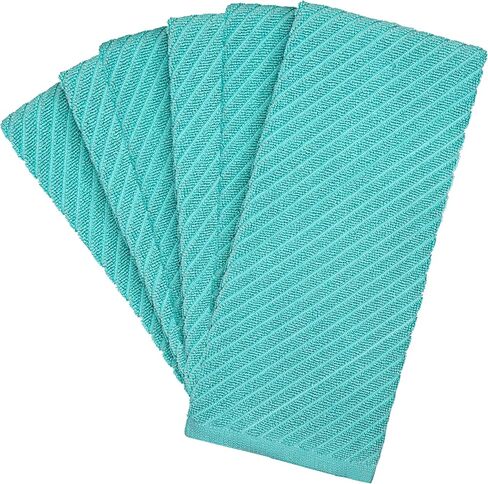 مناشف مطبخ فاخرة (16 بوصة × 25 بوصة، 6 عبوات) | فوط مطبخ قطنية كبيرة | مناشف الأطباق | تصميم نسج قطري | مجموعة مناشف شاي عالية الامتصاص بوزن 445 جرامًا لكل متر مربع مع حلقة تعليق | أحمر in Kuwait