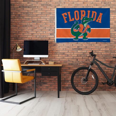 لافتة علم Rico Industries NCAA Florida Gators مخططة باللون البرتقالي مقاس 3 × 5 بوصات من جانب واحد - داخلي أو خارجي - ديكور منزلي in Saudi Arabia