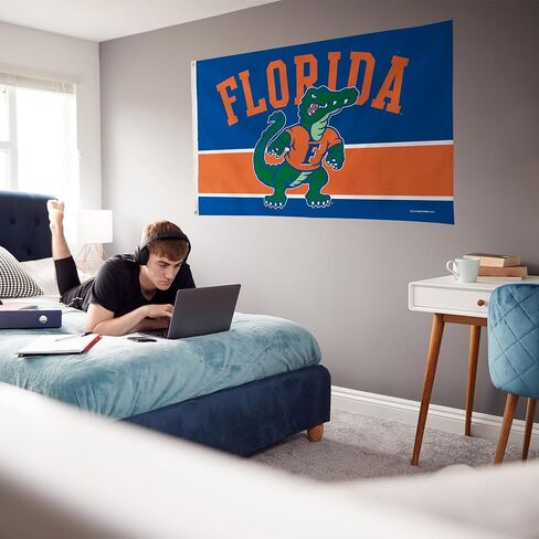 لافتة علم Rico Industries NCAA Florida Gators مخططة باللون البرتقالي مقاس 3 × 5 بوصات من جانب واحد - داخلي أو خارجي - ديكور منزلي in Saudi Arabia