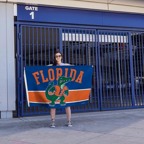 لافتة علم Rico Industries NCAA Florida Gators مخططة باللون البرتقالي مقاس 3 × 5 بوصات من جانب واحد - داخلي أو خارجي - ديكور منزلي in Saudi Arabia