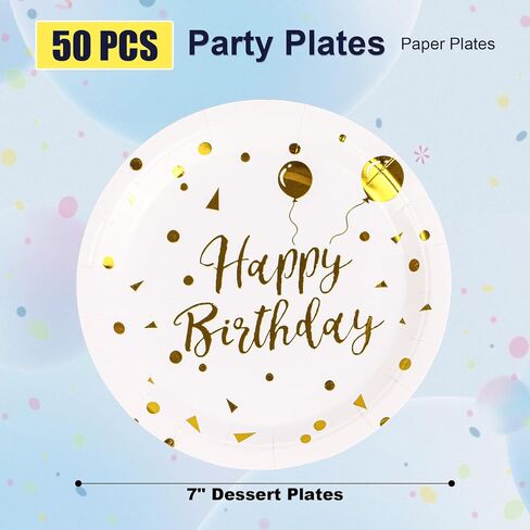 أطباق ورقية، 50 قطعة من أطباق الحلوى للاستعمال مرة واحدة، نقاط البولكا الذهبية البيضاء، قابلة للتحلل البيولوجي، مستديرة، 7 بوصة، لحفلات تزيين أعياد الميلاد in Saudi Arabia