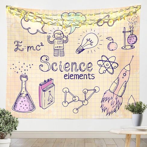 Science Theme Tapestry for Boys Girls Back to School Gifts Tapestries,Math Geometry Science Wall Tapestry Science Formula Wall Hangings Teens Kids Math Equation Wall Art Tapestry Black,59"X82" in Saudi Arabia