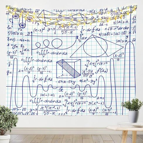 Science Theme Tapestry for Boys Girls Back to School Gifts Tapestries,Math Geometry Science Wall Tapestry Science Formula Wall Hangings Teens Kids Math Equation Wall Art Tapestry Black,59"X82" in Saudi Arabia