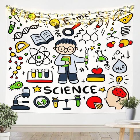 Science Theme Tapestry for Boys Girls Back to School Gifts Tapestries,Math Geometry Science Wall Tapestry Science Formula Wall Hangings Teens Kids Math Equation Wall Art Tapestry Black,59"X82" in Saudi Arabia